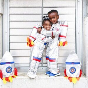 Light up Astronaut Costume Kids Spaceman Outfit 4-6Y